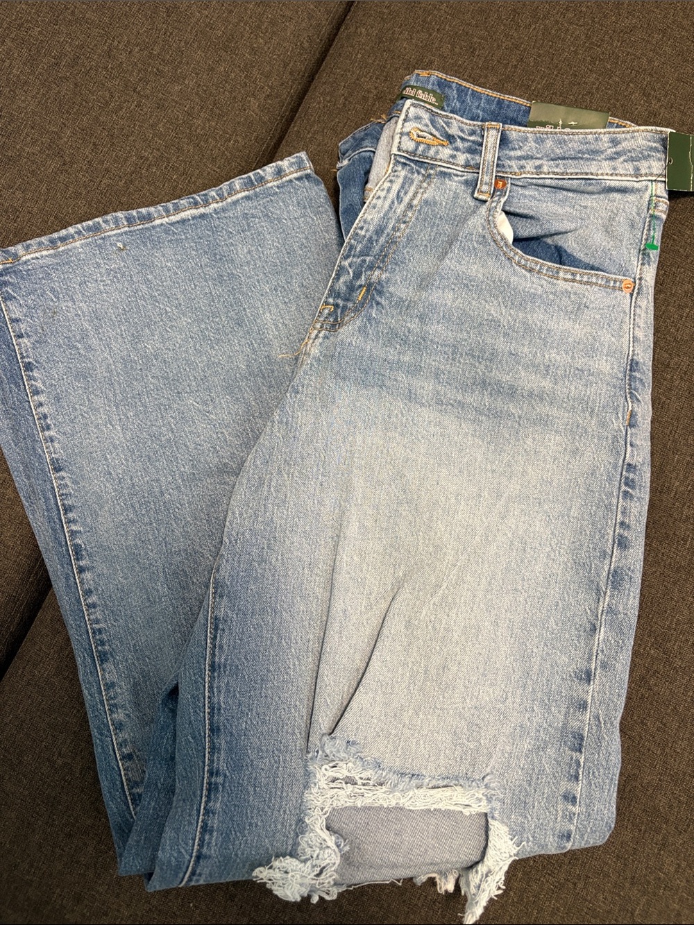 wild fable Light Blue Flare Jeans with Distressed Hem